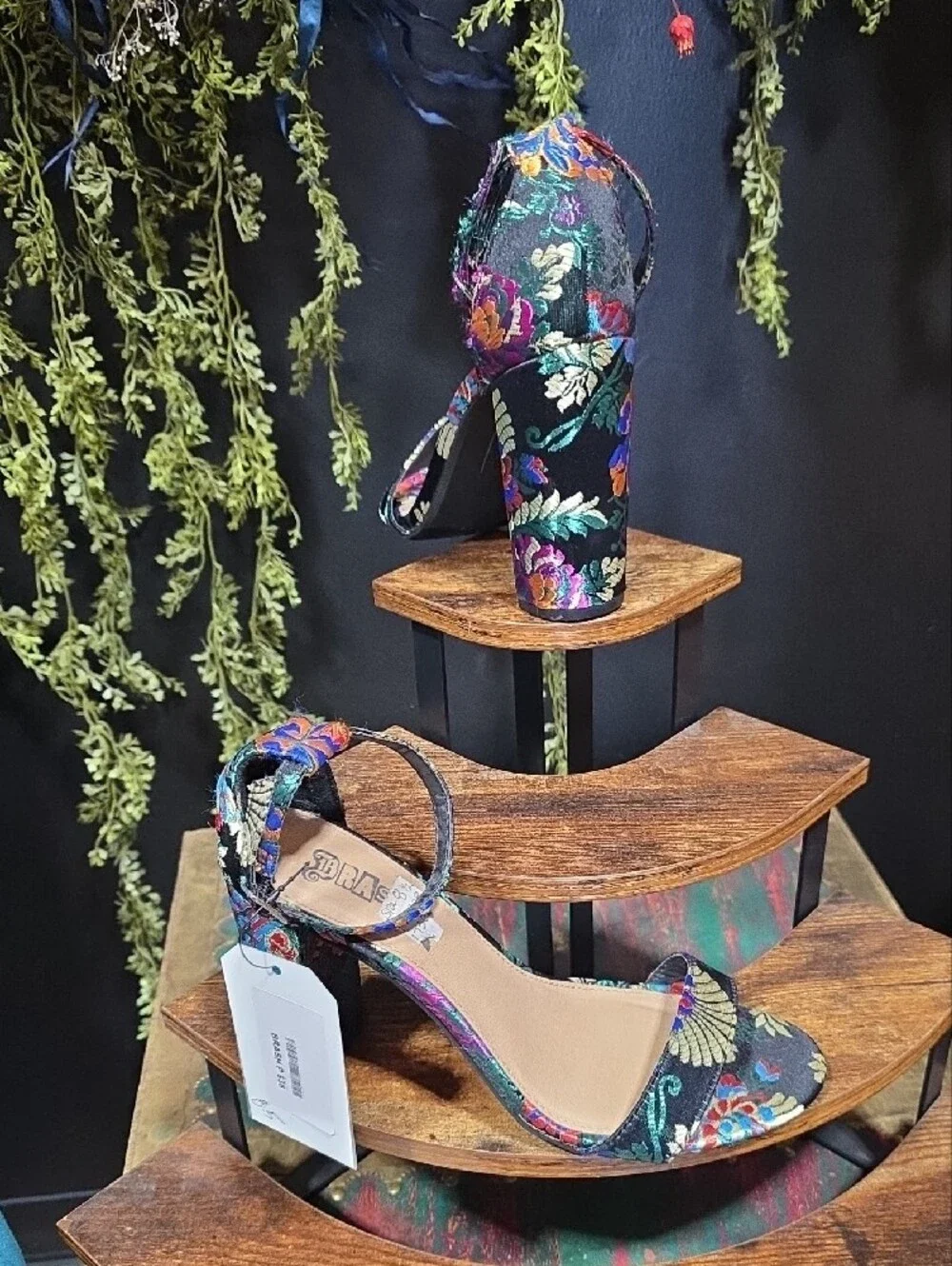 Embroidered Floral Block Heel- Asian Inspired Design